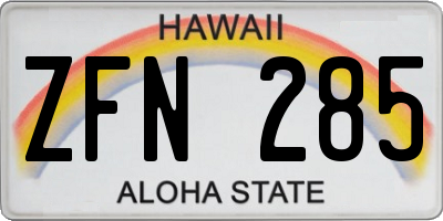 HI license plate ZFN285