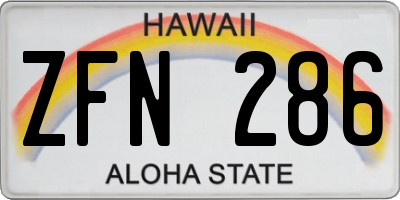 HI license plate ZFN286
