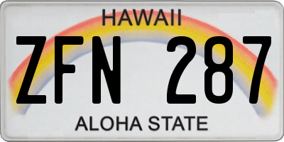 HI license plate ZFN287