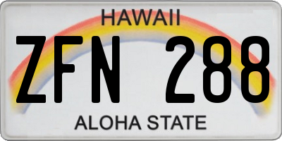 HI license plate ZFN288