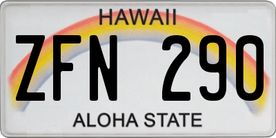 HI license plate ZFN290