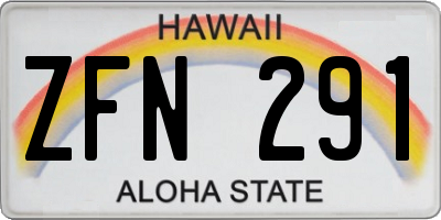 HI license plate ZFN291