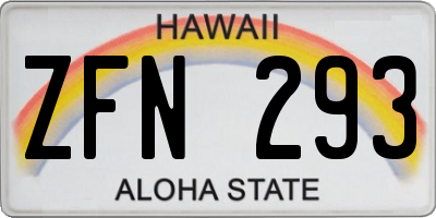 HI license plate ZFN293