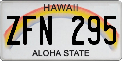 HI license plate ZFN295