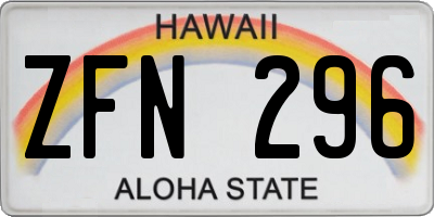 HI license plate ZFN296