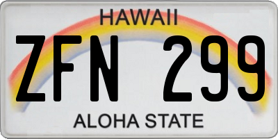 HI license plate ZFN299