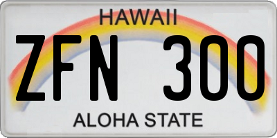 HI license plate ZFN300