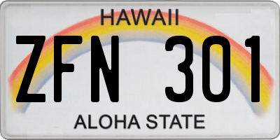 HI license plate ZFN301