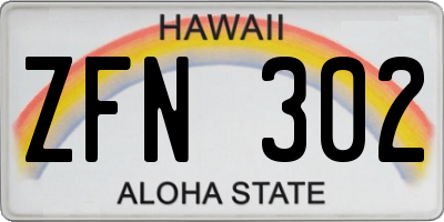 HI license plate ZFN302