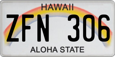 HI license plate ZFN306