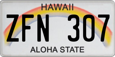 HI license plate ZFN307