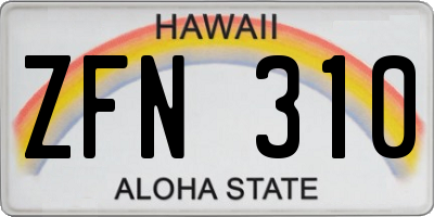 HI license plate ZFN310
