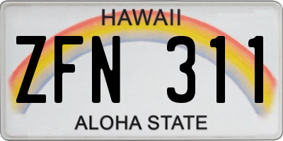 HI license plate ZFN311