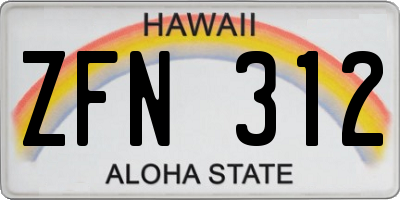 HI license plate ZFN312