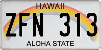 HI license plate ZFN313