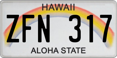 HI license plate ZFN317