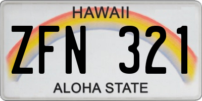 HI license plate ZFN321