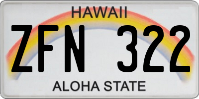 HI license plate ZFN322