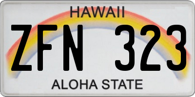 HI license plate ZFN323