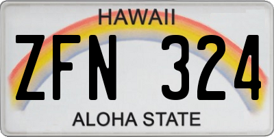 HI license plate ZFN324