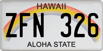 HI license plate ZFN326