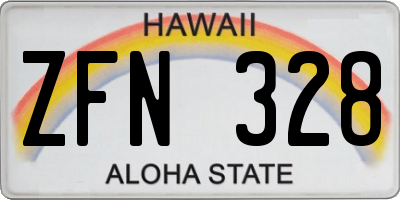 HI license plate ZFN328