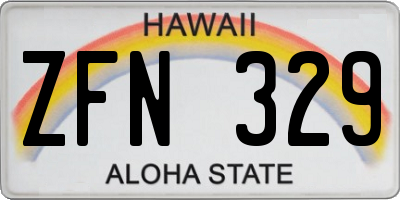 HI license plate ZFN329