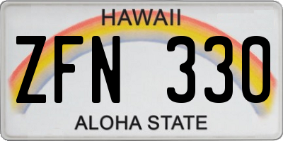 HI license plate ZFN330