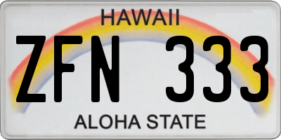 HI license plate ZFN333
