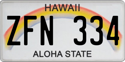 HI license plate ZFN334