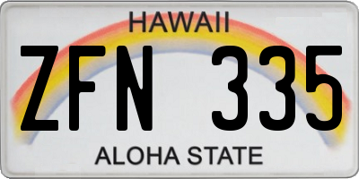 HI license plate ZFN335