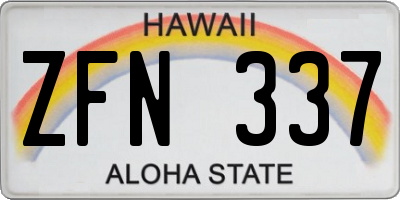 HI license plate ZFN337