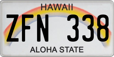 HI license plate ZFN338