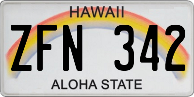 HI license plate ZFN342