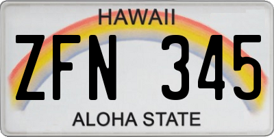 HI license plate ZFN345