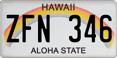 HI license plate ZFN346