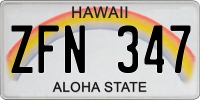 HI license plate ZFN347
