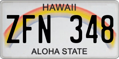 HI license plate ZFN348