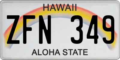 HI license plate ZFN349