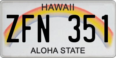HI license plate ZFN351