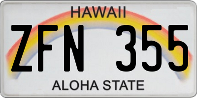 HI license plate ZFN355