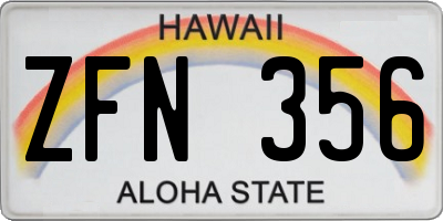 HI license plate ZFN356