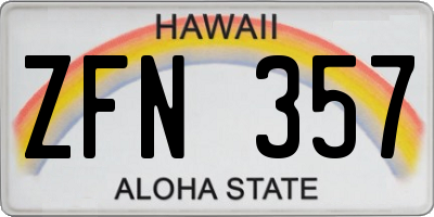 HI license plate ZFN357