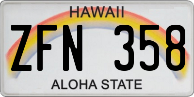 HI license plate ZFN358