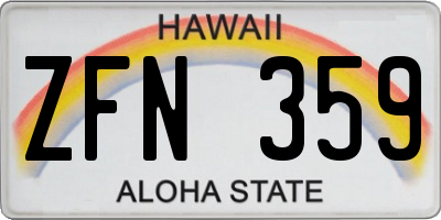 HI license plate ZFN359