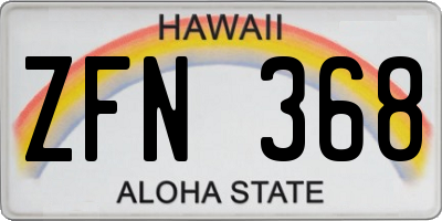 HI license plate ZFN368