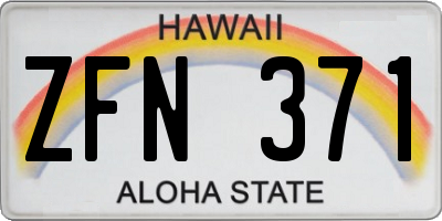 HI license plate ZFN371