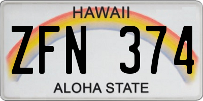 HI license plate ZFN374