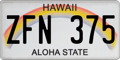 HI license plate ZFN375
