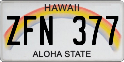 HI license plate ZFN377